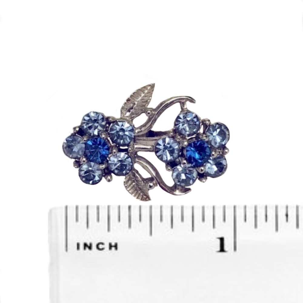 Vintage 1950 Costume Coro Blue Rhinestone Necklace/Clip-on Earrings Parure. EUC - Picture 8 of 11